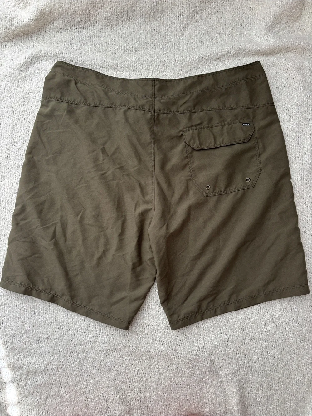 Hurley Men's Olive Green Board Shorts with Black Drawstring Size 38
